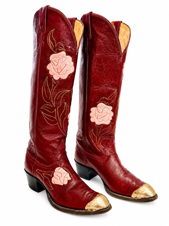 Justin Boots Shoes - Vintage Justin USA Burgundy Floral Cowboy Boots | Women’s 7.5B | RARE 1970-80